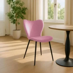 CLP Eetkamerstoel Maika zwart Frame - Fluweel - roze