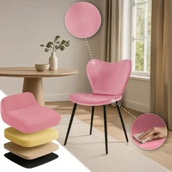 CLP Eetkamerstoel Maika zwart Frame - Fluweel - roze