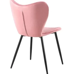 CLP Eetkamerstoel Maika zwart Frame - Fluweel - roze