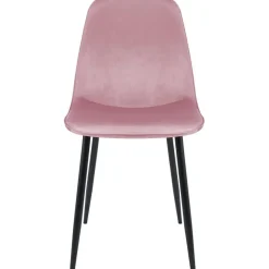 Eetkamerstoelen-CLP Eetkamerstoel Maryam zwart Frame - Fluweel - roze