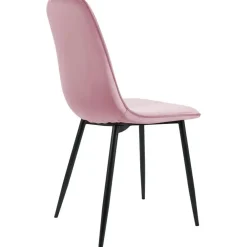 Eetkamerstoelen-CLP Eetkamerstoel Maryam zwart Frame - Fluweel - roze