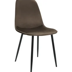 Eetkamerstoelen-CLP Eetkamerstoel Maryam zwart Frame - Fluweel - bruin