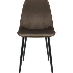 Eetkamerstoelen-CLP Eetkamerstoel Maryam zwart Frame - Fluweel - bruin