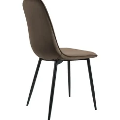 Eetkamerstoelen-CLP Eetkamerstoel Maryam zwart Frame - Fluweel - bruin