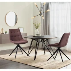 Eetkamerstoelen-CLP Eetkamerstoel Merna zwart Frame - Stof - taupe