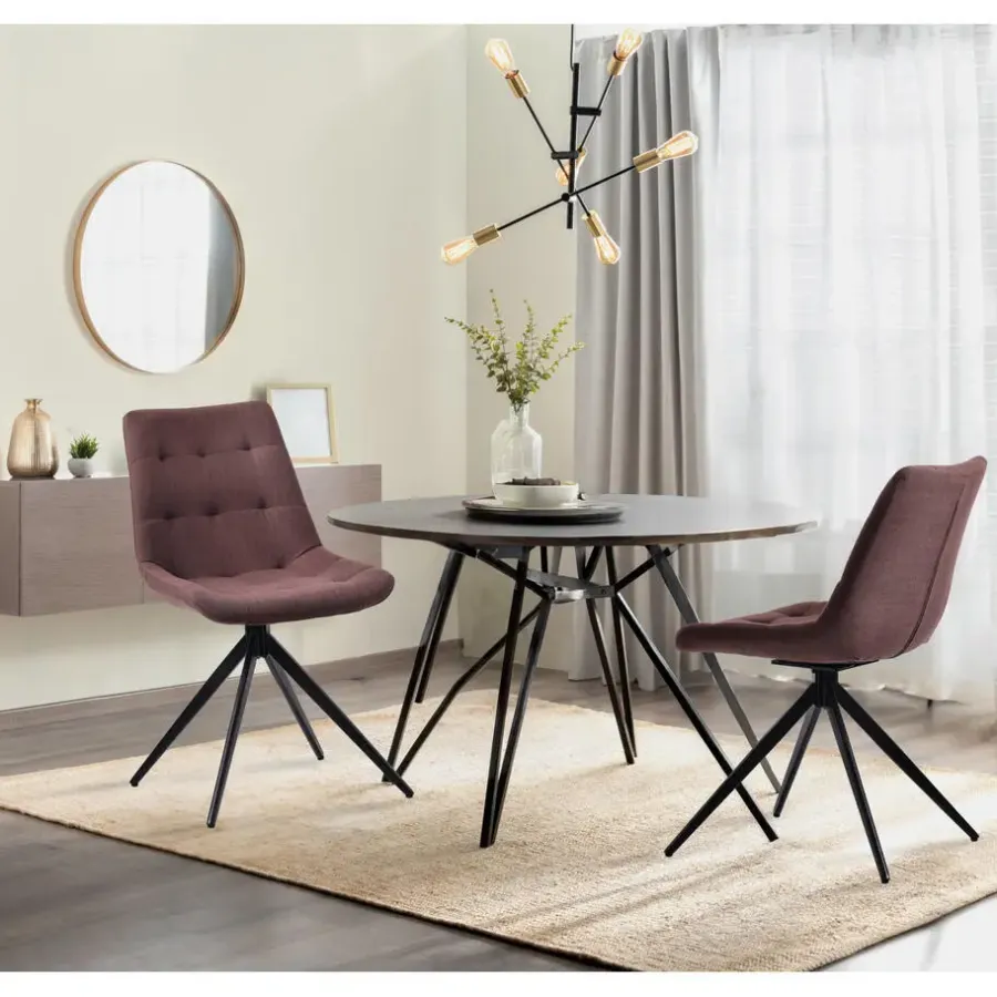 Eetkamerstoelen-CLP Eetkamerstoel Merna zwart Frame - Stof - taupe