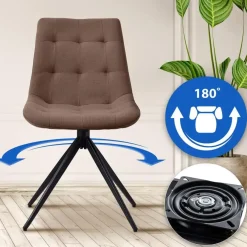 Eetkamerstoelen-CLP Eetkamerstoel Merna zwart Frame - Stof - taupe