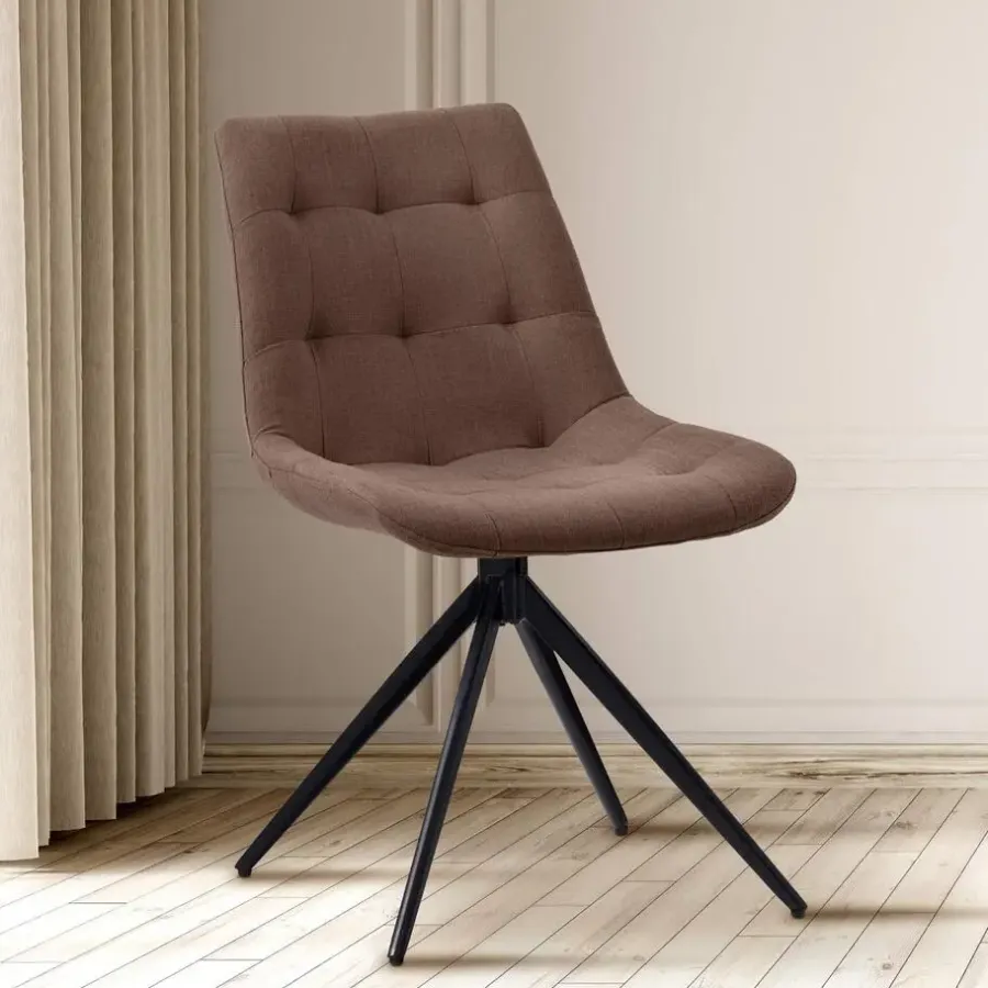 Eetkamerstoelen-CLP Eetkamerstoel Merna zwart Frame - Stof - taupe