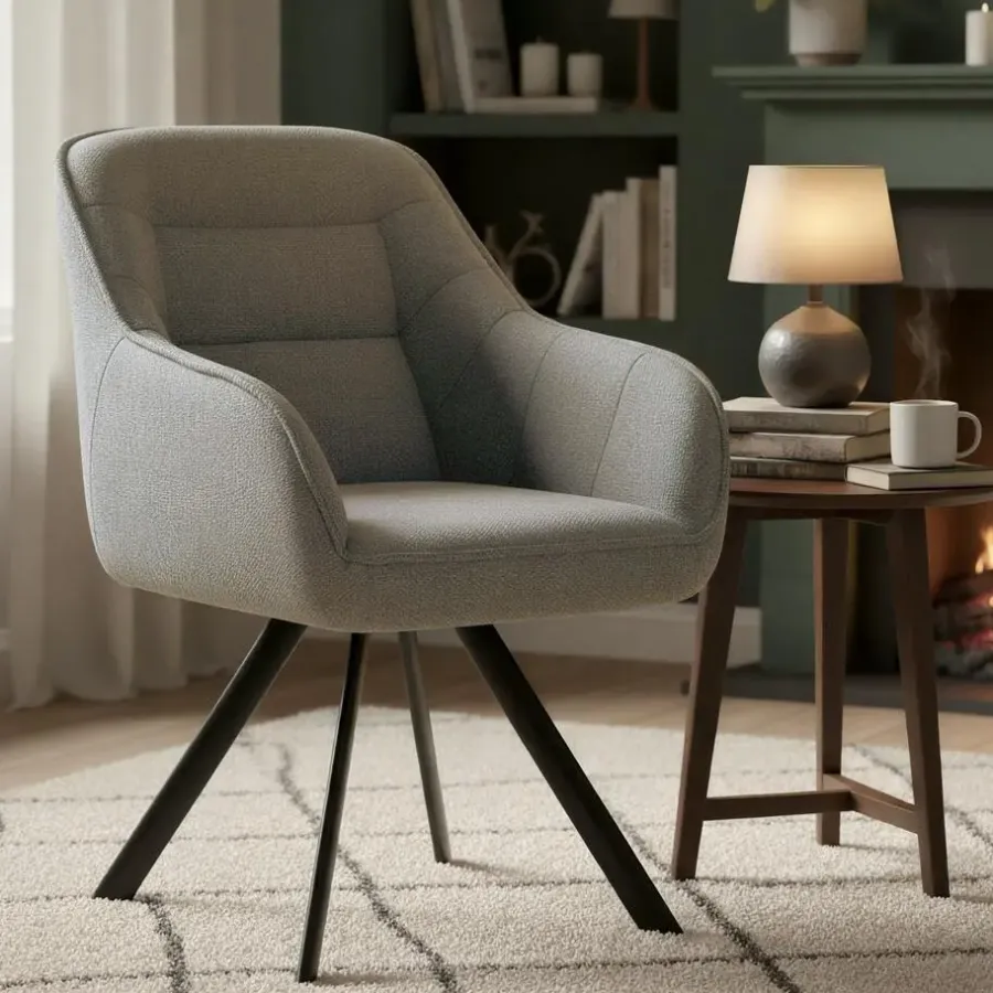 Eetkamerstoelen-CLP Eetkamerstoel Pettuli zwart Frame - Stof - taupe