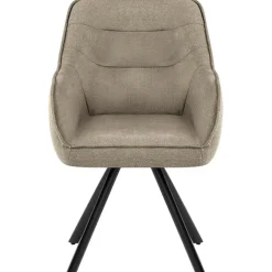 Eetkamerstoelen-CLP Eetkamerstoel Pettuli zwart Frame - Stof - taupe