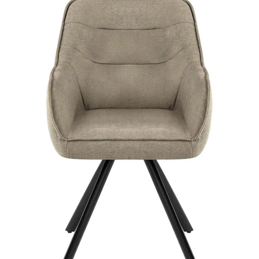 Eetkamerstoelen-CLP Eetkamerstoel Pettuli zwart Frame - Stof - taupe
