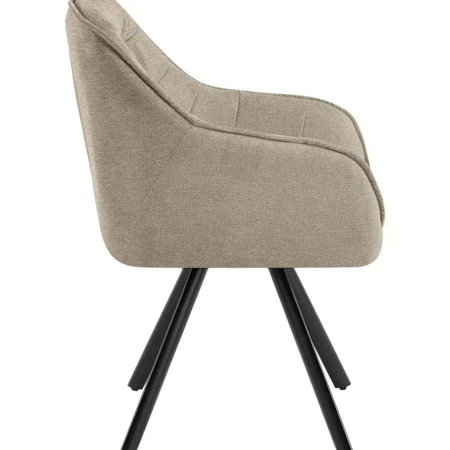 Eetkamerstoelen-CLP Eetkamerstoel Pettuli zwart Frame - Stof - taupe