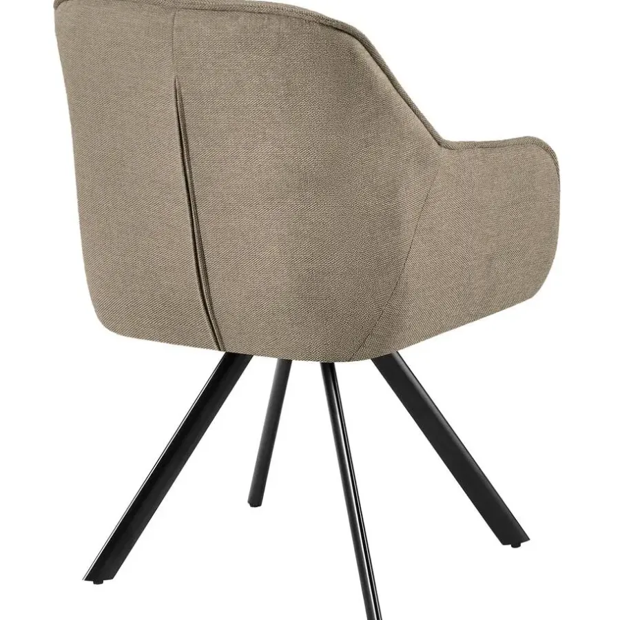 Eetkamerstoelen-CLP Eetkamerstoel Pettuli zwart Frame - Stof - taupe