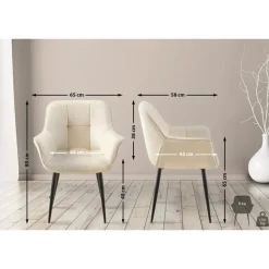 Eetkamerstoelen-CLP Eetkamerstoel Roseville zwart Frame - Fluweel - creme
