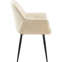 Eetkamerstoelen-CLP Eetkamerstoel Roseville zwart Frame - Fluweel - creme