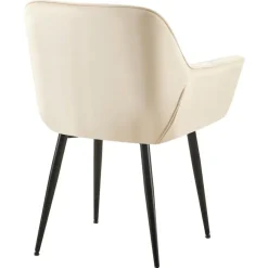 Eetkamerstoelen-CLP Eetkamerstoel Roseville zwart Frame - Fluweel - creme