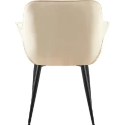 Eetkamerstoelen-CLP Eetkamerstoel Roseville zwart Frame - Fluweel - creme