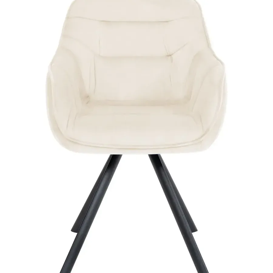Eetkamerstoelen-CLP Eetkamerstoel Russel zwart Frame - Fluweel - creme