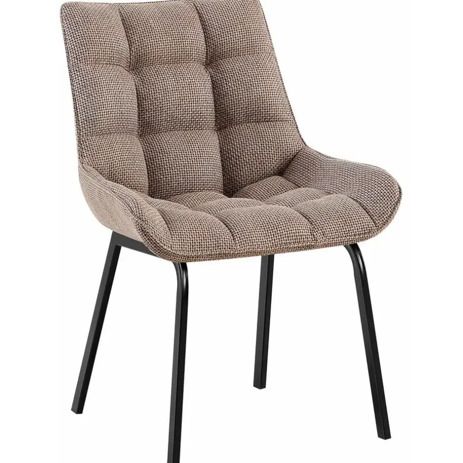 Eetkamerstoelen-CLP Eetkamerstoel Saranda zwart Frame - Stof - terrabruin