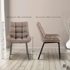 Eetkamerstoelen-CLP Eetkamerstoel Saranda zwart Frame - Stof - terrabruin