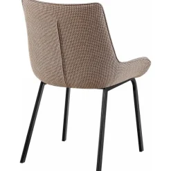 Eetkamerstoelen-CLP Eetkamerstoel Saranda zwart Frame - Stof - terrabruin