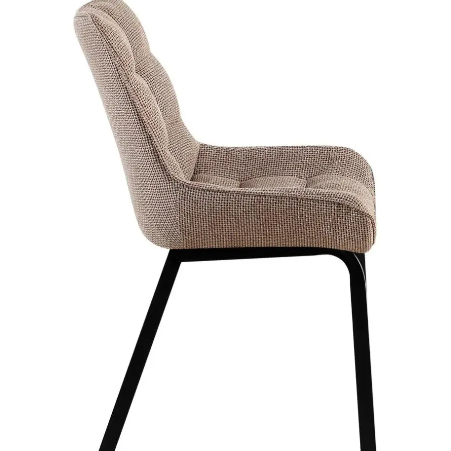 Eetkamerstoelen-CLP Eetkamerstoel Saranda zwart Frame - Stof - terrabruin