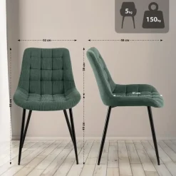 CLP Eetkamerstoel Sardna zwart Frame - Ribstof - groen