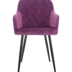 Eetkamerstoelen-CLP Eetkamerstoel Shila zwart Frame - Fluweel - purper