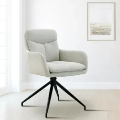 Eetkamerstoelen-CLP Eetkamerstoel Somers zwart Frame - Stof - creme