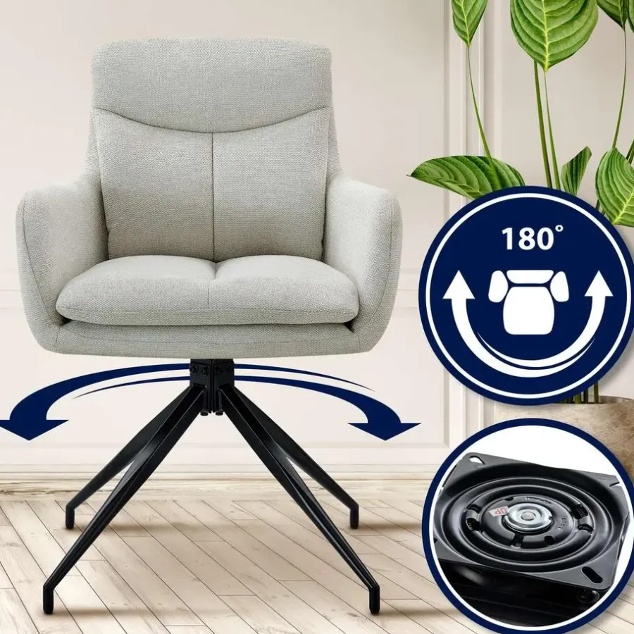 Eetkamerstoelen-CLP Eetkamerstoel Somers zwart Frame - Stof - creme