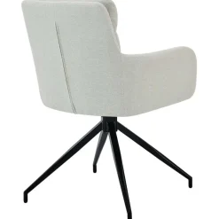 Eetkamerstoelen-CLP Eetkamerstoel Somers zwart Frame - Stof - creme