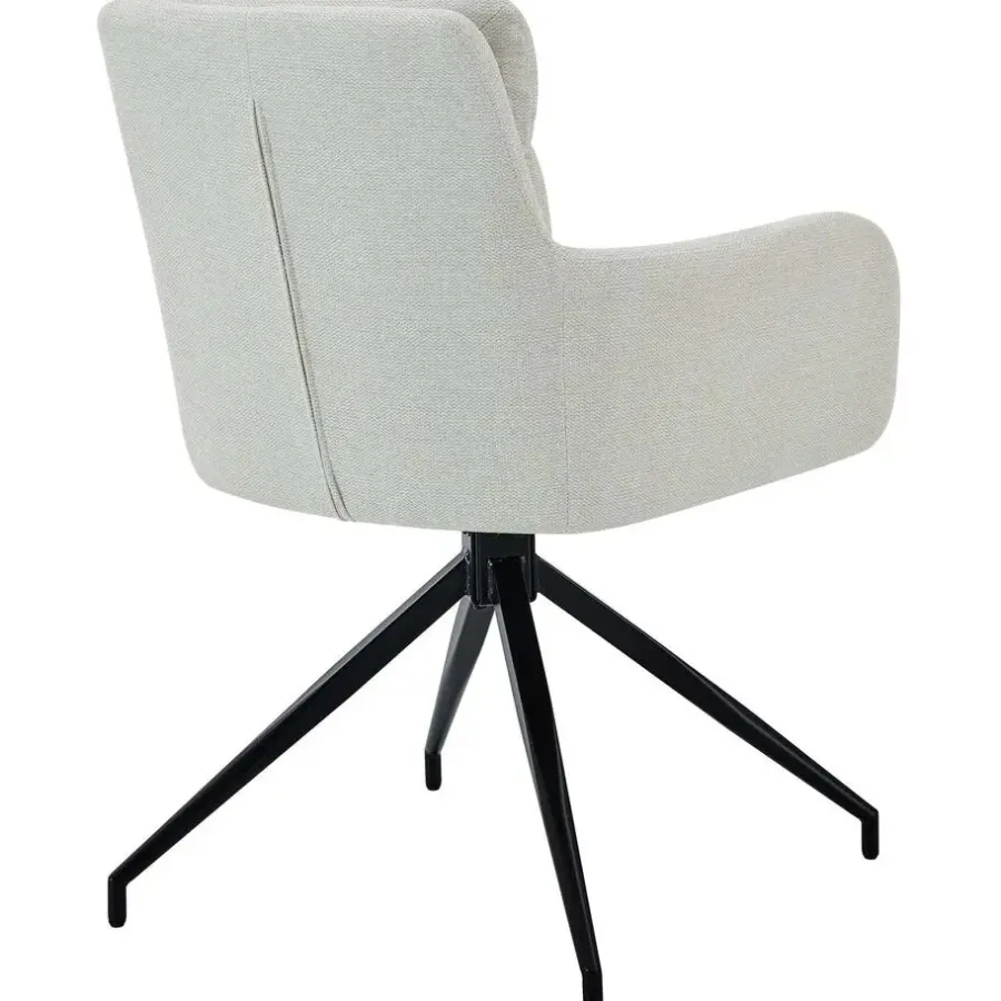 Eetkamerstoelen-CLP Eetkamerstoel Somers zwart Frame - Stof - creme