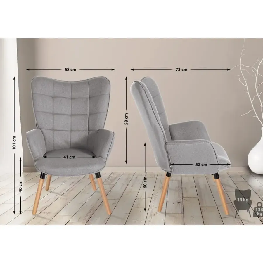 Fauteuils-CLP Fauteuil Garding natura Frame - Stof - grijs