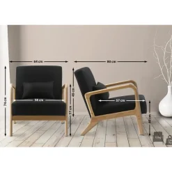 Fauteuils-CLP Fauteuil Hibbing natura Frame - Hout - zwart