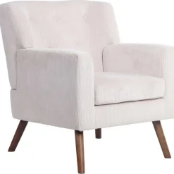 Fauteuils-CLP Fauteuil Kioni bruin Frame - Ribstof - creme