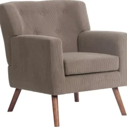 Fauteuils-CLP Fauteuil Kioni bruin Frame - Ribstof - donkerbruin