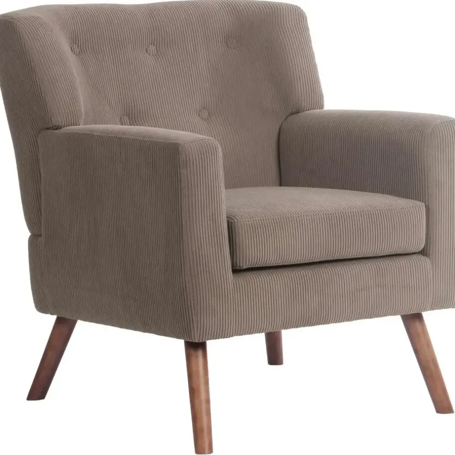 Fauteuils-CLP Fauteuil Kioni bruin Frame - Ribstof - donkerbruin