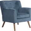 Fauteuils-CLP Fauteuil Kioni bruin Frame - Ribstof - blauw