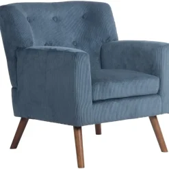 Fauteuils-CLP Fauteuil Kioni bruin Frame - Ribstof - blauw