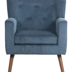 Fauteuils-CLP Fauteuil Kioni bruin Frame - Ribstof - blauw