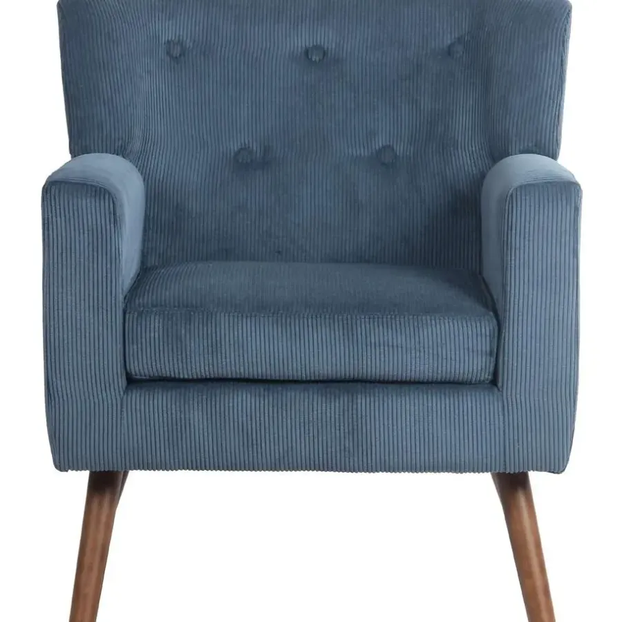 Fauteuils-CLP Fauteuil Kioni bruin Frame - Ribstof - blauw