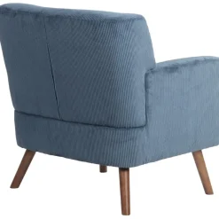 Fauteuils-CLP Fauteuil Kioni bruin Frame - Ribstof - blauw
