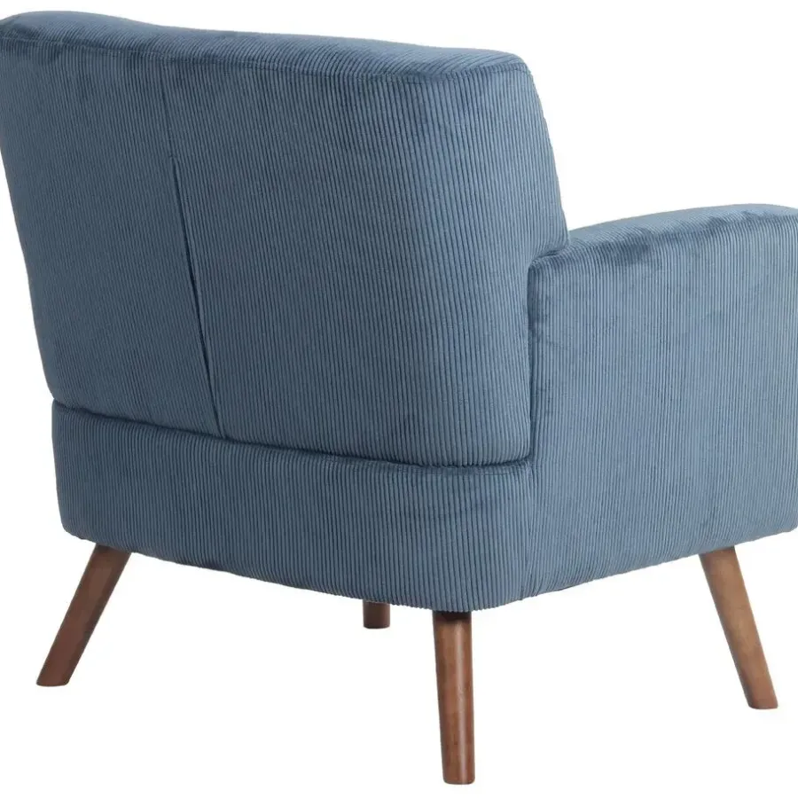 Fauteuils-CLP Fauteuil Kioni bruin Frame - Ribstof - blauw