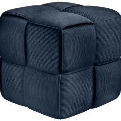 Hockers En Voetenbanken-CLP Hocker Forinta Ribstof - donkerblauw