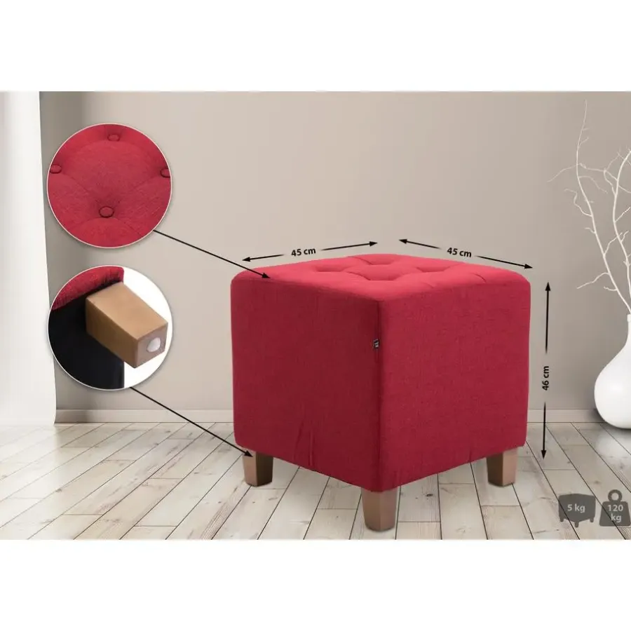 Hockers En Voetenbanken-CLP Hocker Pharao antiek licht Frame - Stof - rood