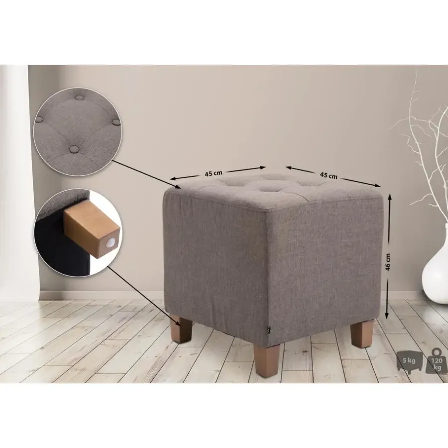 Hockers En Voetenbanken-CLP Hocker Pharao antiek licht Frame - Stof - taupe