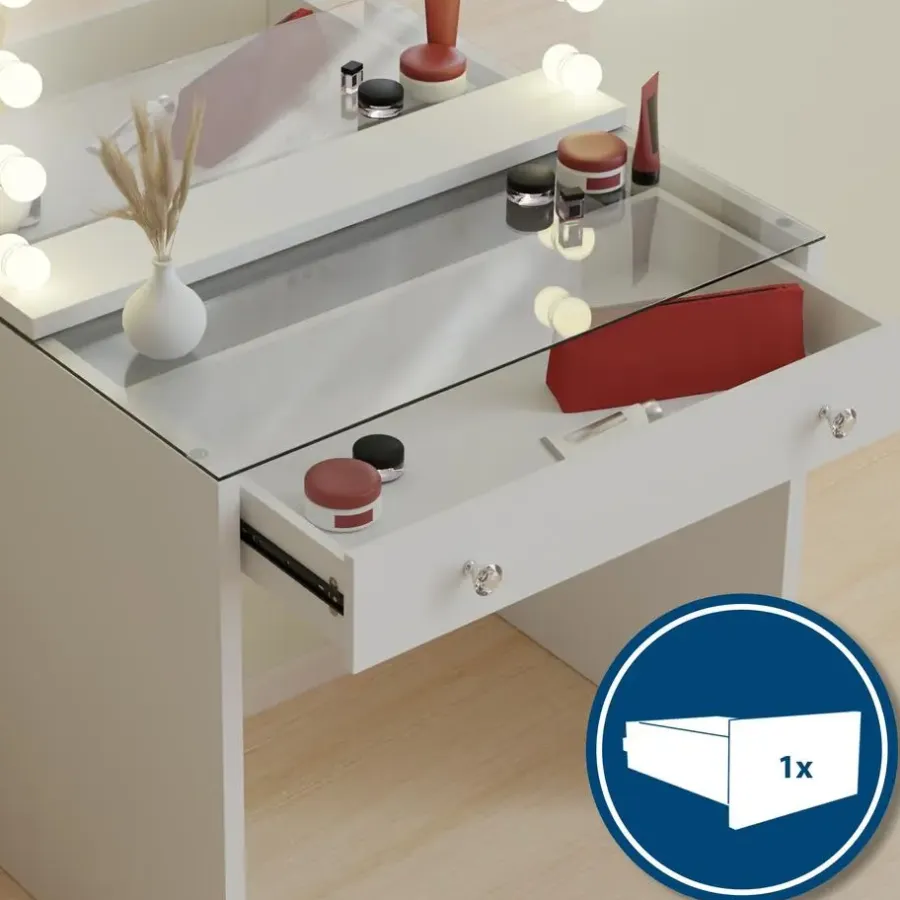 CLP Kaptafel Mereta wit Frame - Hout - wit
