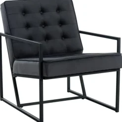 Fauteuils-CLP Lounger Avon zwart Frame - Fluweel - grijs