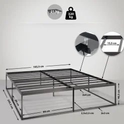 CLP Metalen bed Scala 200x180x46 cm - Zwart