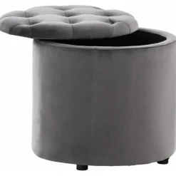 Poefen-CLP Poef Pantin zwart Frame - Fluweel - grijs